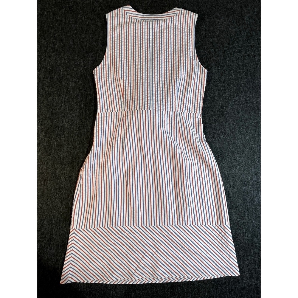 Vineyard Vines Womens 2 Seersucker Tie Front Dress Red White Blue Striped Cotton
